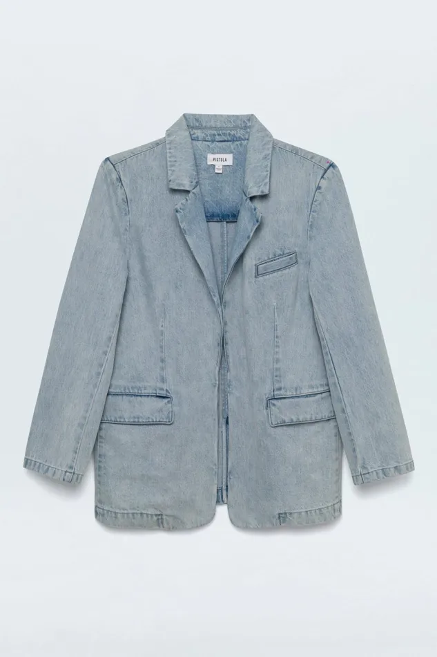 Women Skylar Blazer 8211 Powder Pistola Denim Jackets and Outerwear