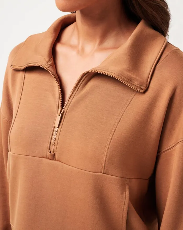 Women SKYLOFT SOFT HALF ZIP Chestnut TravisMathew Hoodies and Pullovers
