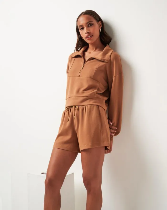Women SKYLOFT SOFT HALF ZIP Chestnut TravisMathew Hoodies and Pullovers