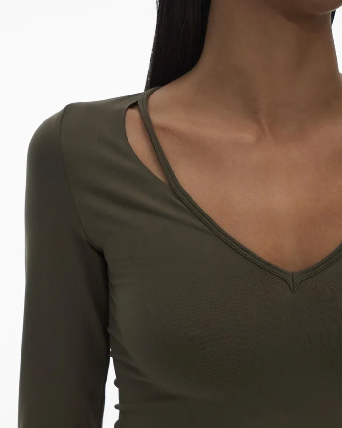 Women Slash V Neck Top Hunter Sage Helmut Lang Tops