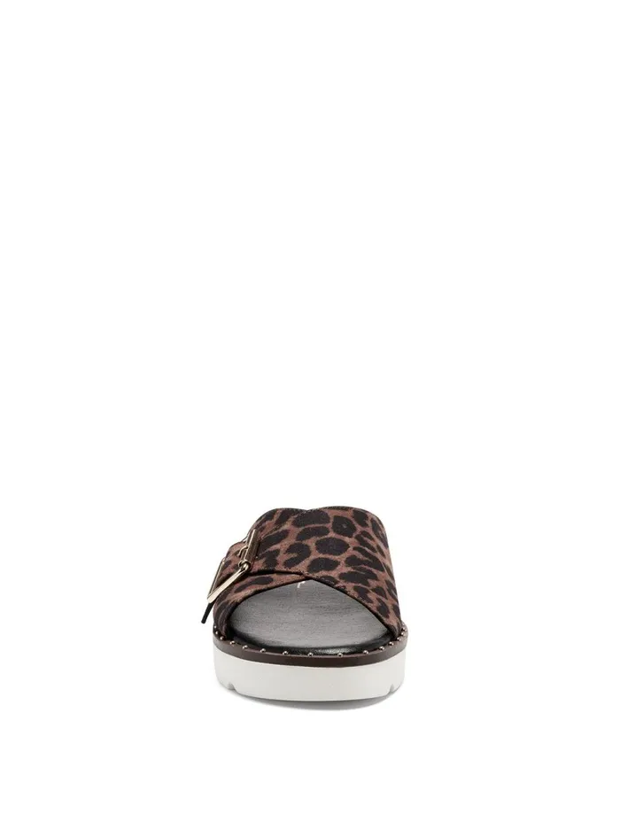 Women Slides and Mules Jessica Simpson Maritah Flat In Leopard Natural Leopard