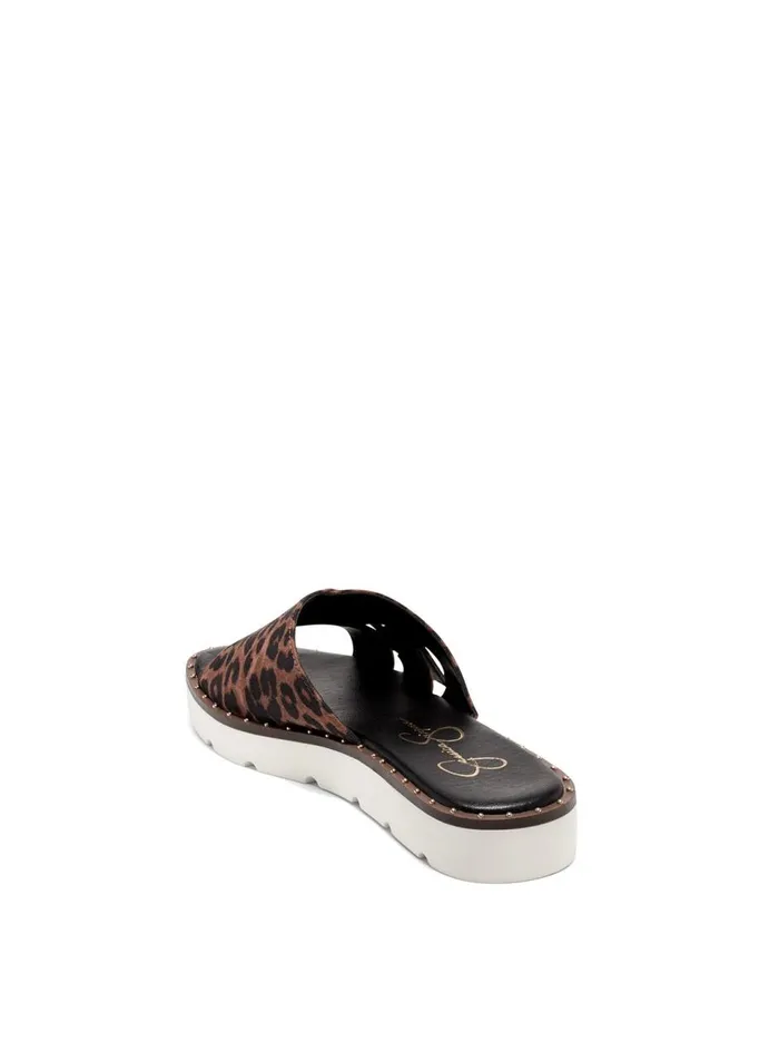 Women Slides and Mules Jessica Simpson Maritah Flat In Leopard Natural Leopard