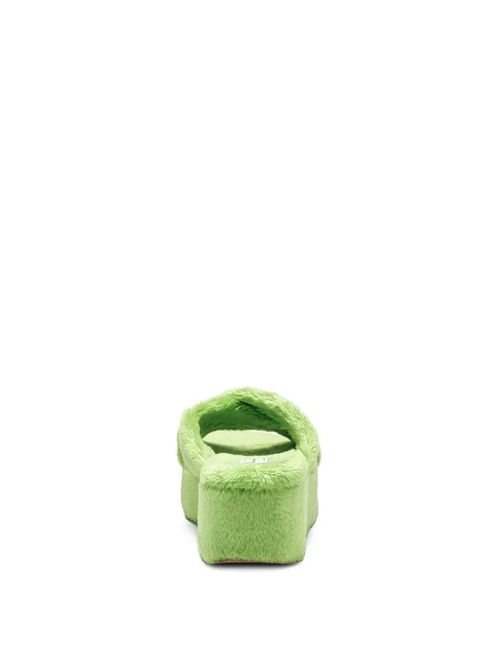 Women Slides and Mules Jessica Simpson Talulla Platform Slide In Green Fuzzy Green