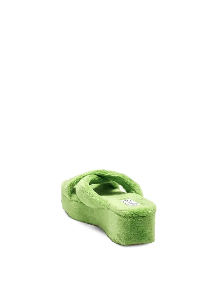Women Slides and Mules Jessica Simpson Talulla Platform Slide In Green Fuzzy Green