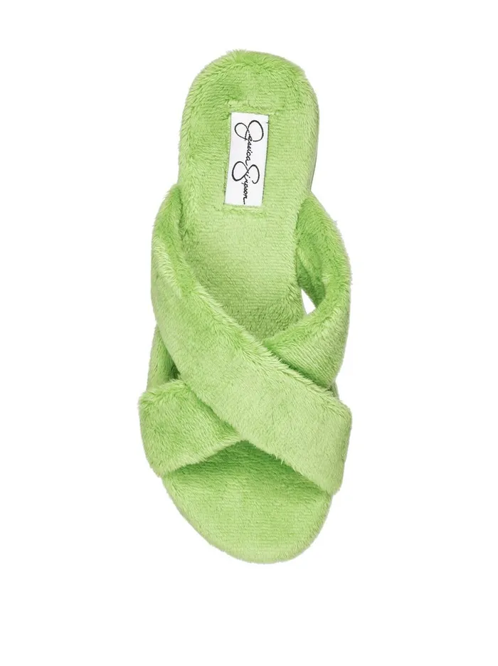 Women Slides and Mules Jessica Simpson Talulla Platform Slide In Green Fuzzy Green