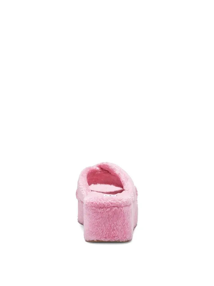 Women Slides and Mules Jessica Simpson Talulla Platform Slide In Pink Fuzzy Pink