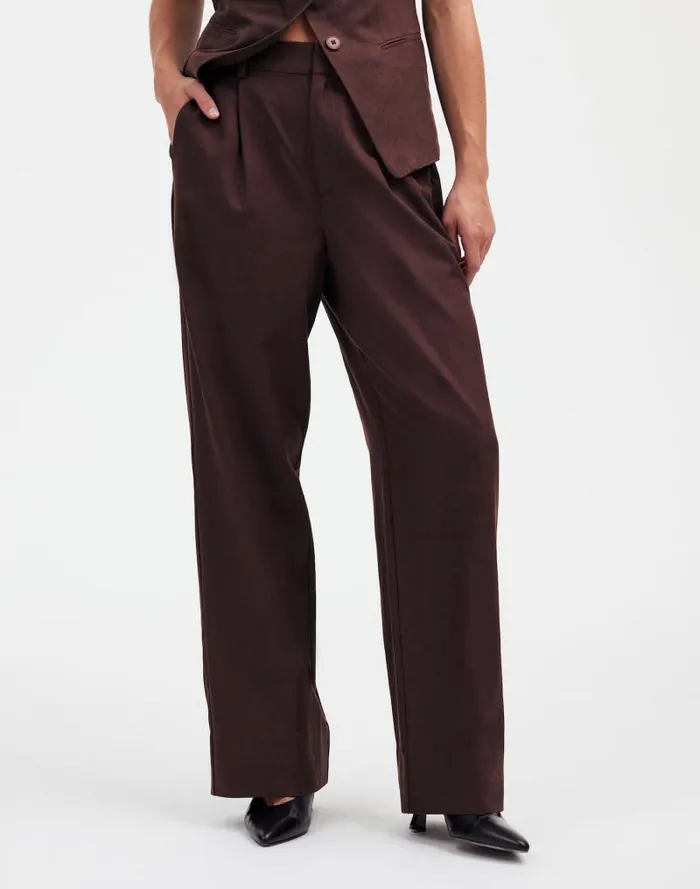 Women Slouchy Straight Pants In Drapey Twill Dark Carob Madewell Pants