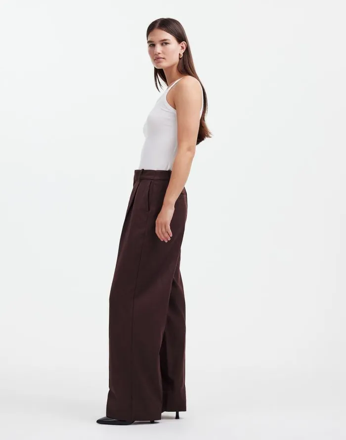 Women Slouchy Straight Pants In Drapey Twill Dark Carob Madewell Pants