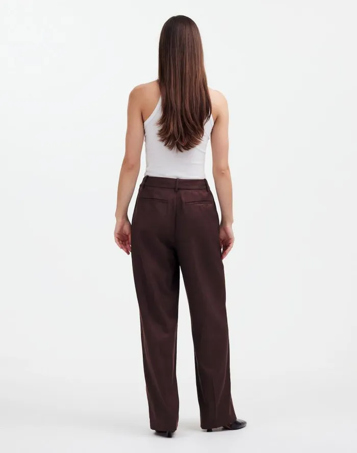 Women Slouchy Straight Pants In Drapey Twill Dark Carob Madewell Pants
