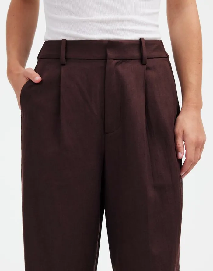 Women Slouchy Straight Pants In Drapey Twill Dark Carob Madewell Pants