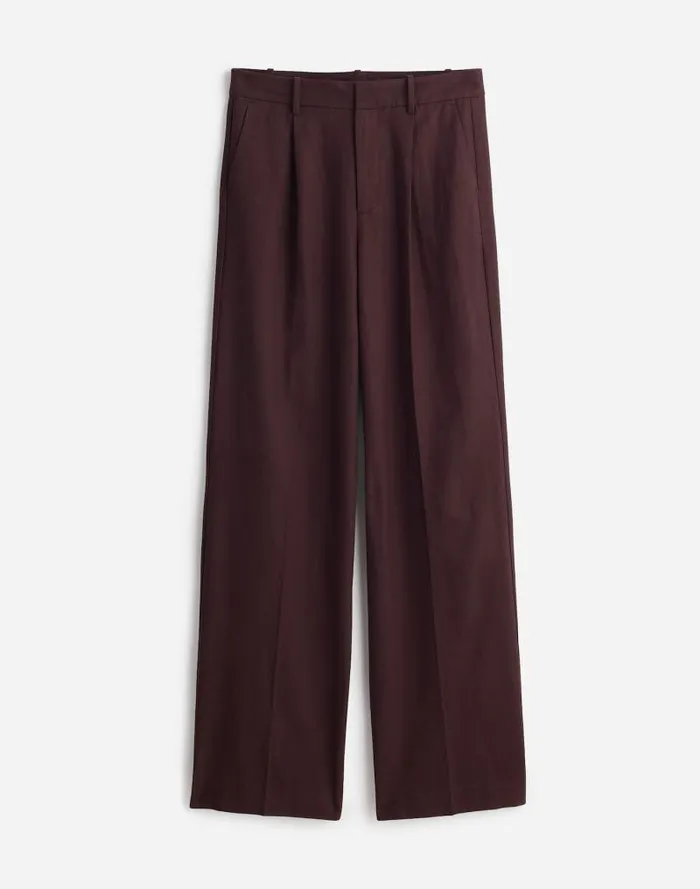 Women Slouchy Straight Pants In Drapey Twill Dark Carob Madewell Pants