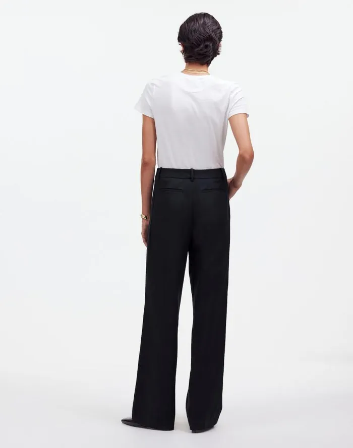 Women Slouchy Straight Pants In Drapey Twill True Black Madewell Pants
