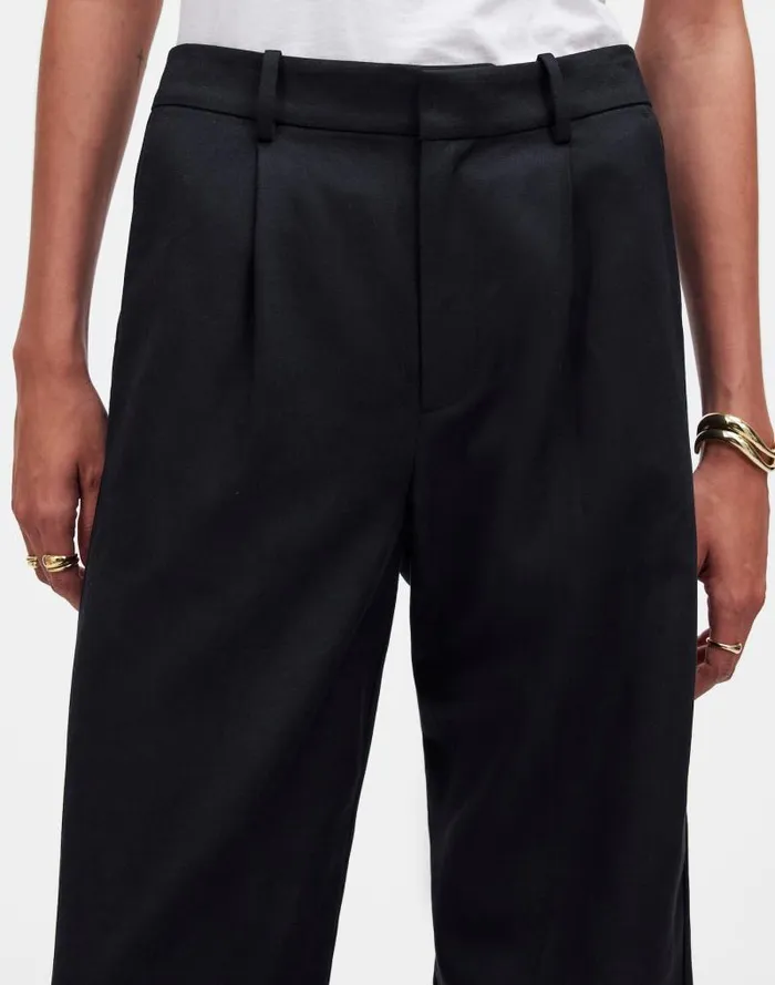 Women Slouchy Straight Pants In Drapey Twill True Black Madewell Pants