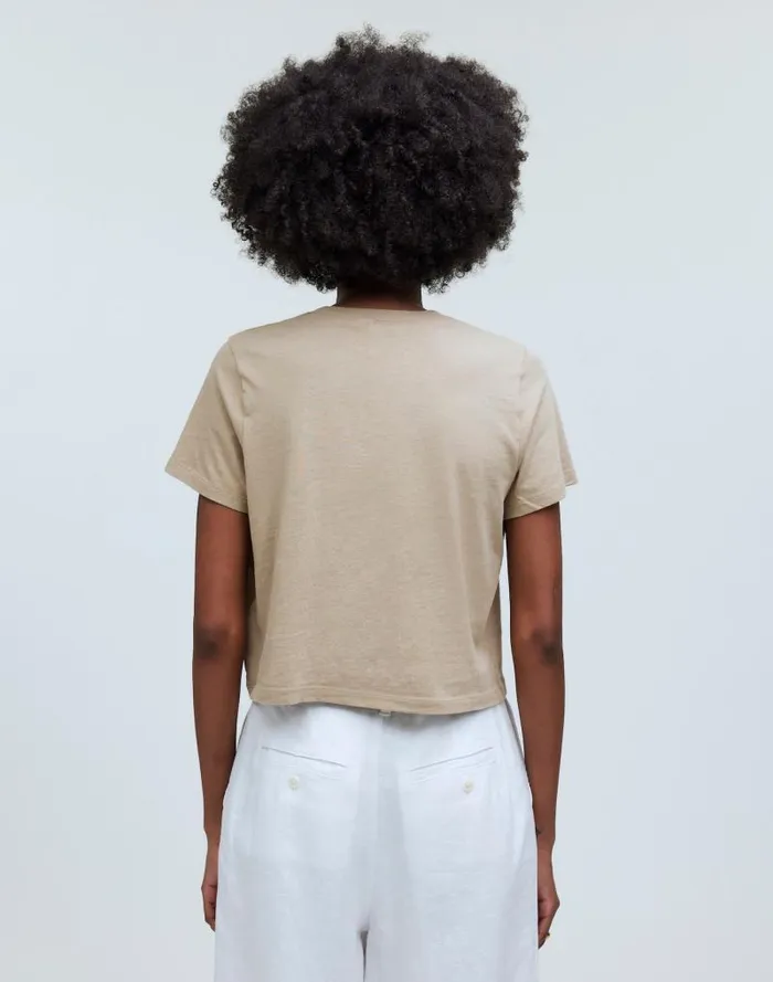 Women Softfade Cotton BoxyCrop Tee Drill Khaki Madewell Tees