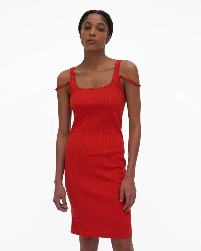 Women SquareNeck Dress Flame Helmut Lang Dresses