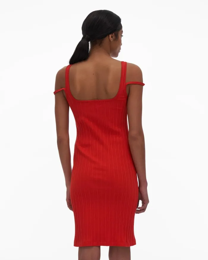 Women SquareNeck Dress Flame Helmut Lang Dresses