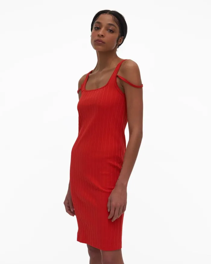 Women SquareNeck Dress Flame Helmut Lang Dresses