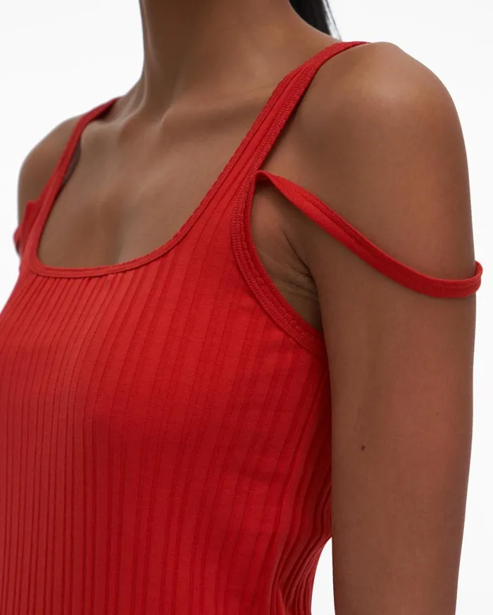 Women SquareNeck Dress Flame Helmut Lang Dresses
