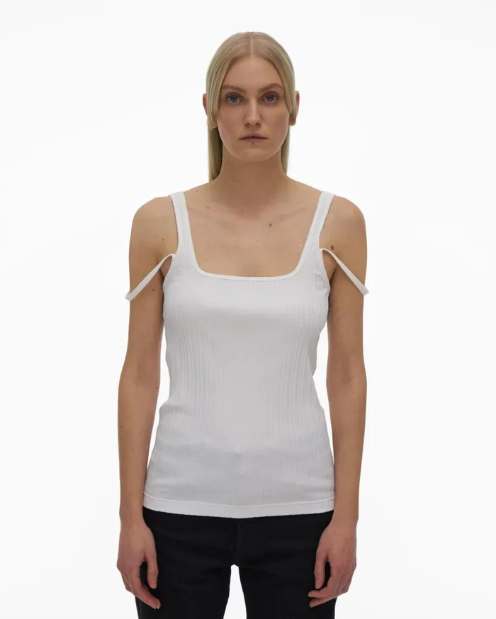 Women SquareNeck Tank White Helmut Lang Tops