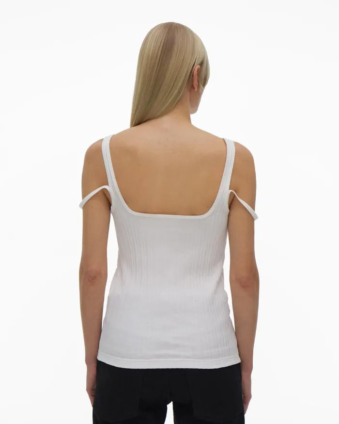Women SquareNeck Tank White Helmut Lang Tops