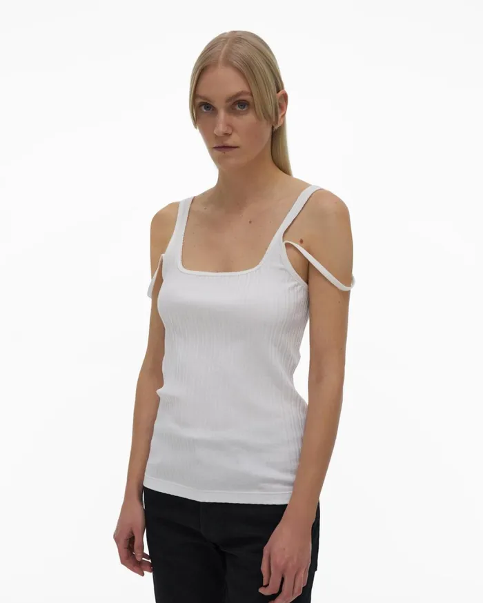 Women SquareNeck Tank White Helmut Lang Tops