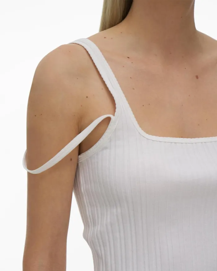 Women SquareNeck Tank White Helmut Lang Tops