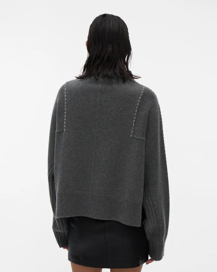 Women Stitch Mockneck Top Airforce Grey Helmut Lang Sweaters