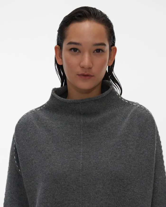 Women Stitch Mockneck Top Airforce Grey Helmut Lang Sweaters
