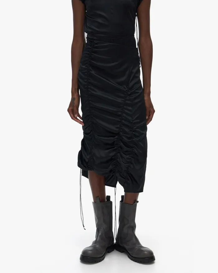 Women String Satin Skirt Black Helmut Lang Skirts