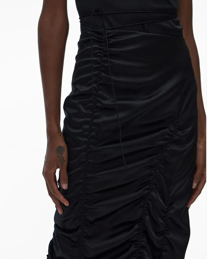 Women String Satin Skirt Black Helmut Lang Skirts
