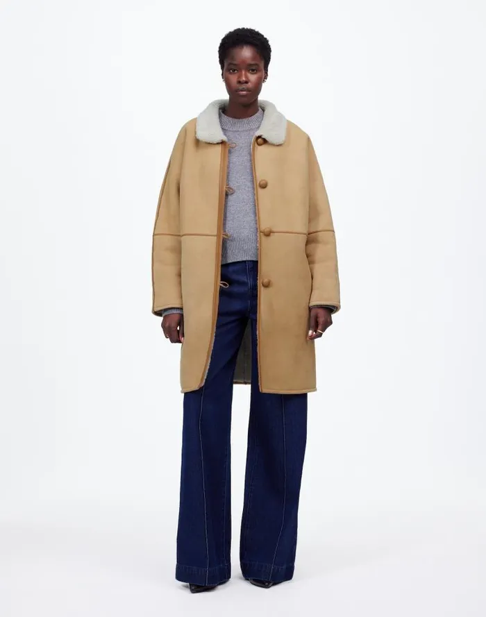 Women Suede Oversized Long Jacket Winter White Madewell Coats Jackets