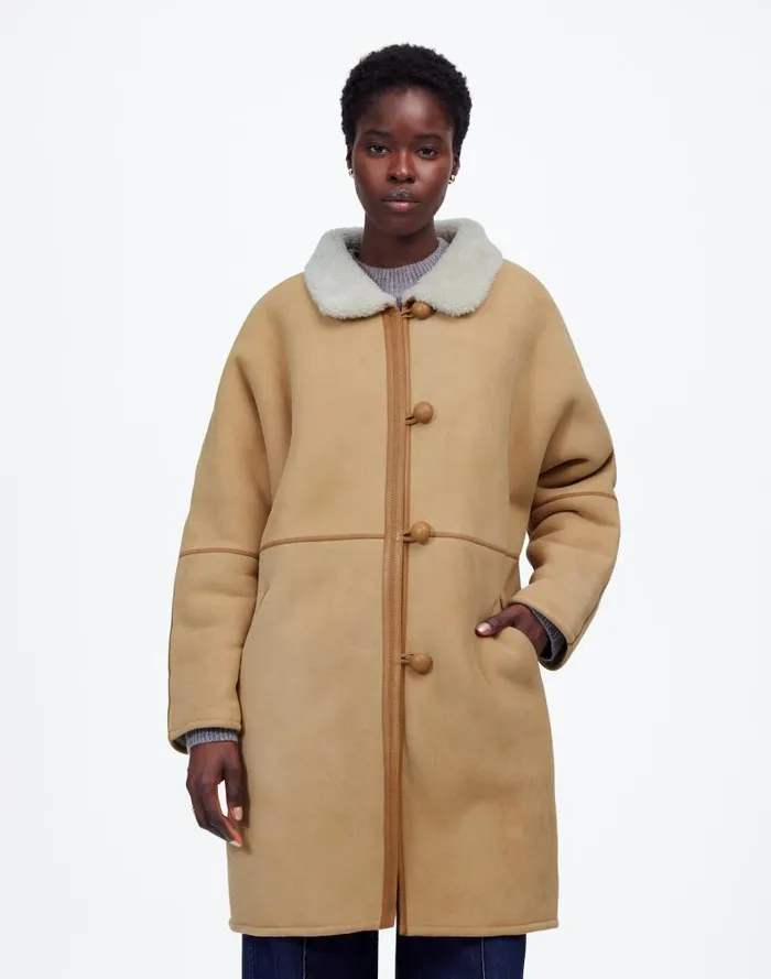 Women Suede Oversized Long Jacket Winter White Madewell Coats Jackets