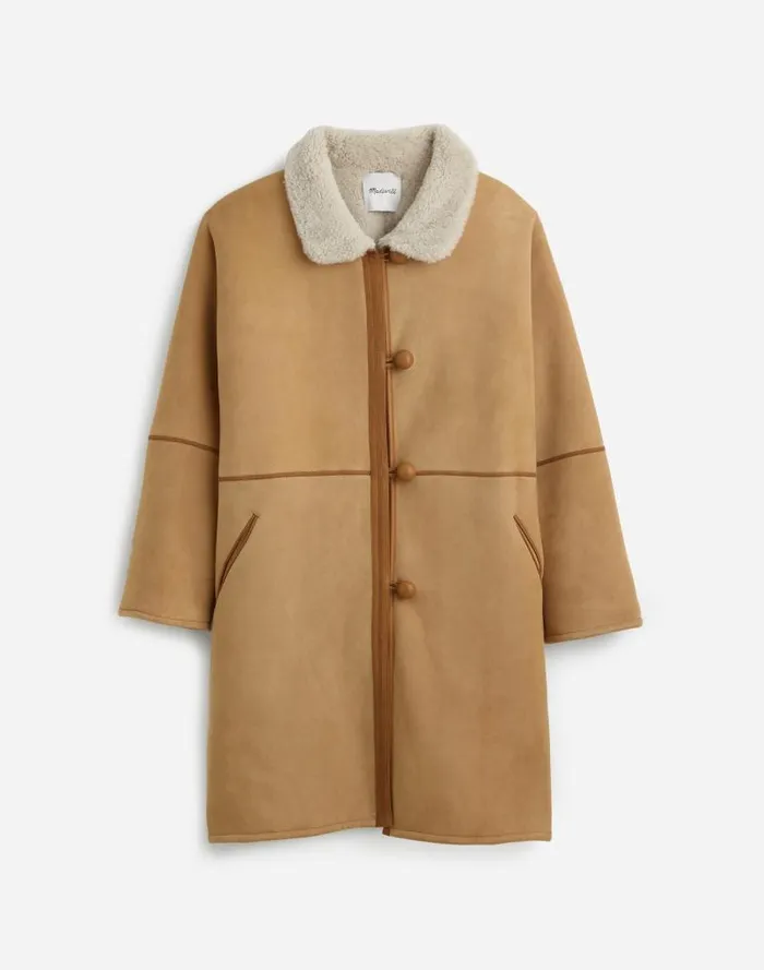 Women Suede Oversized Long Jacket Winter White Madewell Coats Jackets