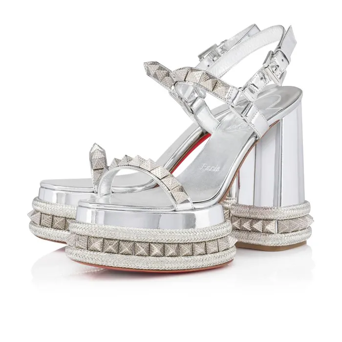 Women Superaclou 130 Mm Platform Sandals 8211 Specchio Leather 8211 Silver Silver Christian Louboutin Platforms Women Superaclou 130 Mm Platform Sandals 8211 Specchio Leather 8211 Silver Silver Christian Louboutin Platforms