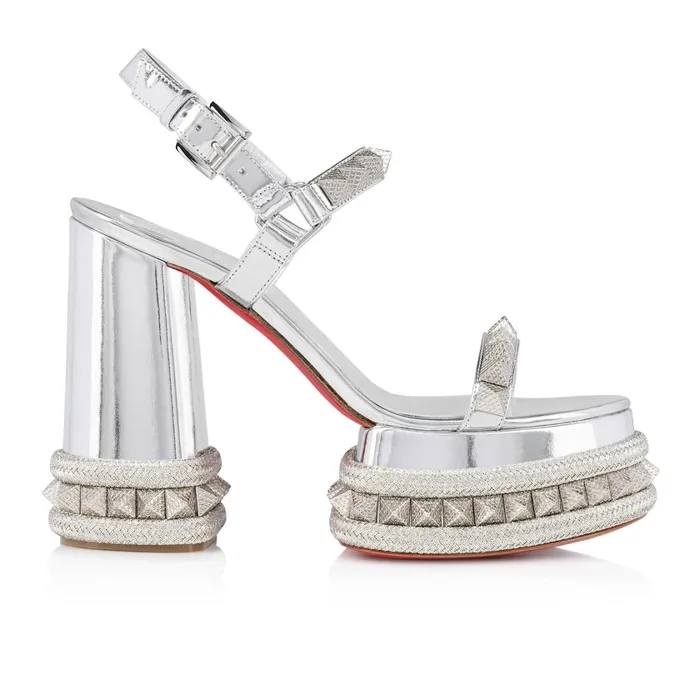 Women Superaclou 130 Mm Platform Sandals 8211 Specchio Leather 8211 Silver Silver Christian Louboutin Platforms