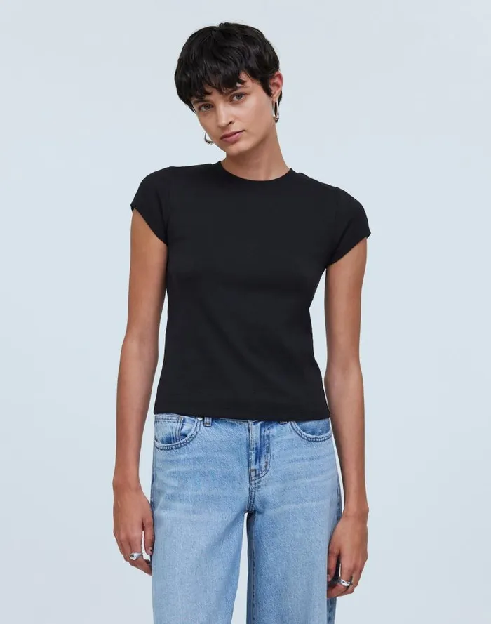 Women Supima Rib Tee True Black Madewell Tees