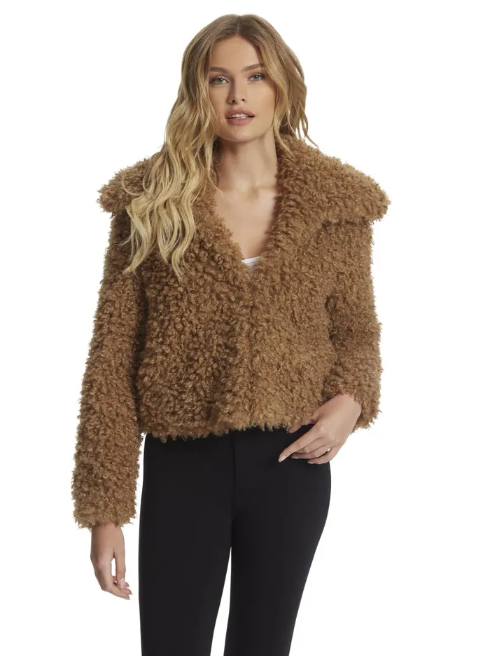 Women Sweaters Jessica Simpson Sasha Fur Jacket In Burro Burro
