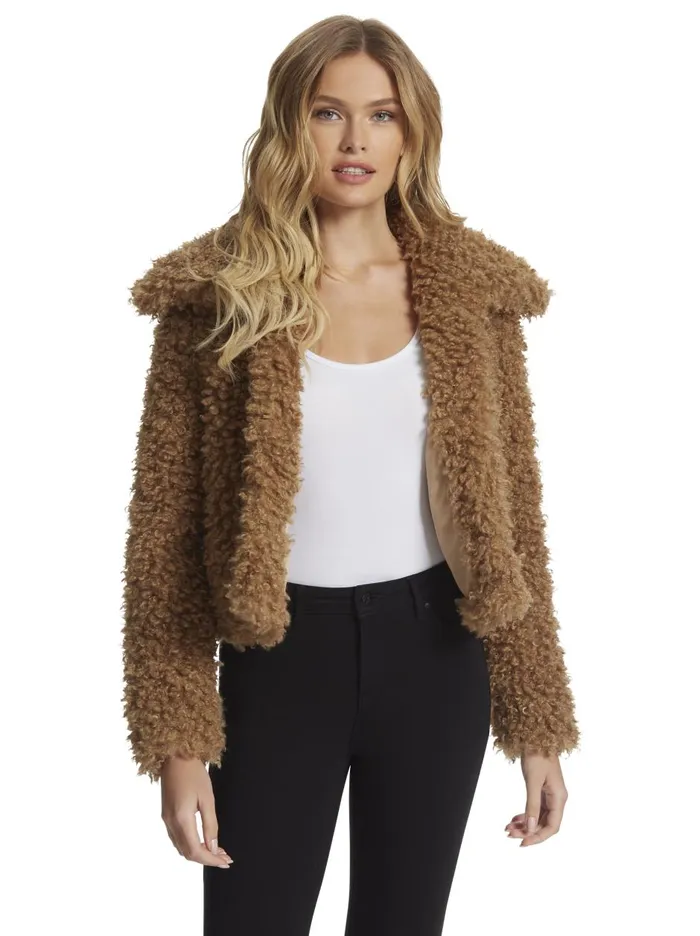 Women Sweaters Jessica Simpson Sasha Fur Jacket In Burro Burro
