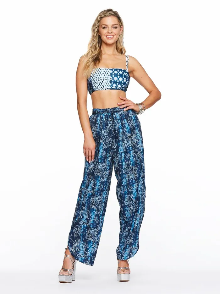 Women Swim Jessica Simpson Batik Babe Tie Waist Beach Pant In Dark Navy Batik Babe Dark Navy