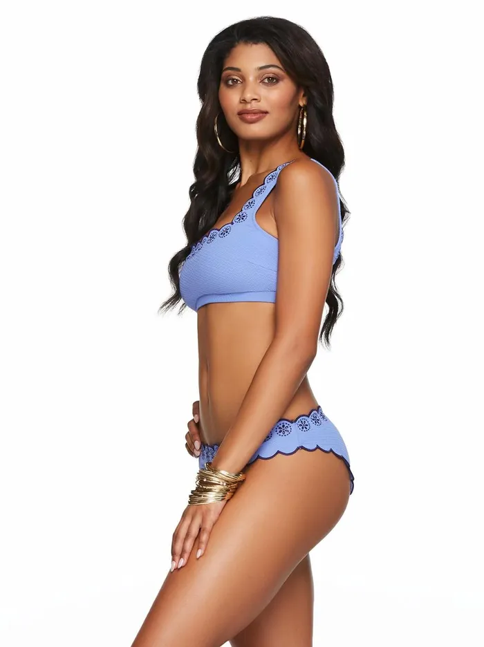 Women Swim Jessica Simpson Sweet Sunday Scalloped Edge Top In Denim Sweet Sunday Shadow