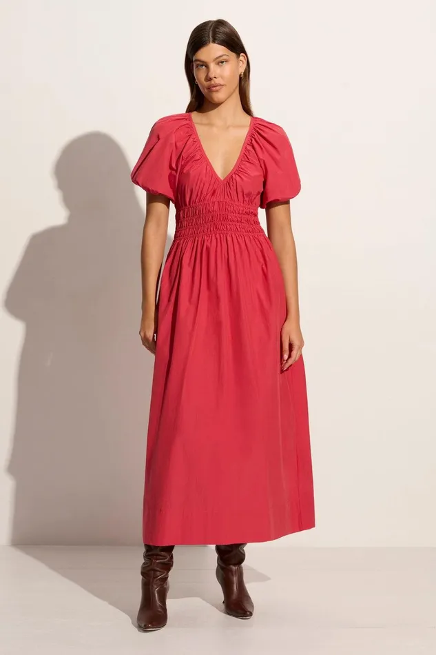 Women Teatro Midi Dress Crimson 8211 Final Sale Faithfull The Brand Dresses