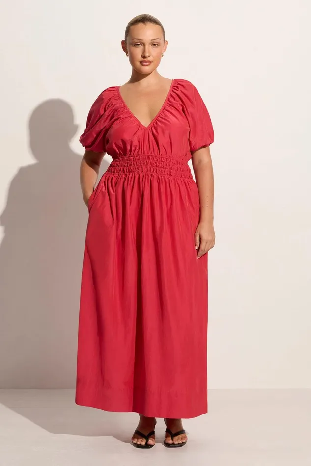 Women Teatro Midi Dress Crimson 8211 Final Sale Faithfull The Brand Dresses Women Teatro Midi Dress Crimson 8211 Final Sale Faithfull The Brand Dresses