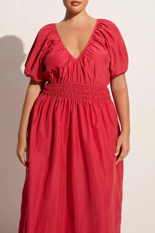Women Teatro Midi Dress Crimson 8211 Final Sale Faithfull The Brand Dresses Women Teatro Midi Dress Crimson 8211 Final Sale Faithfull The Brand Dresses