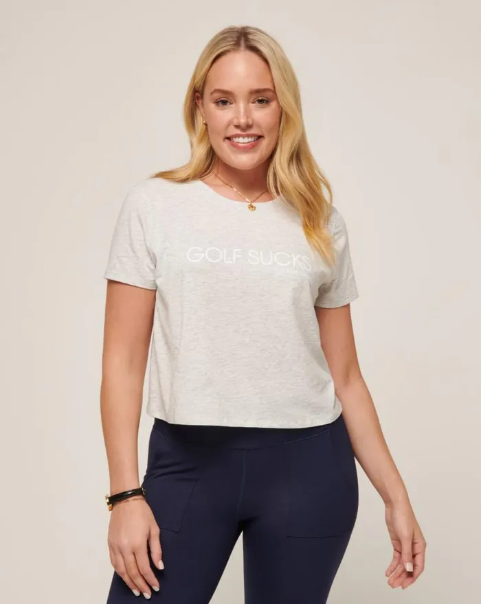 Women TEN FOR TEN TEE Heather Light Grey TravisMathew Tees