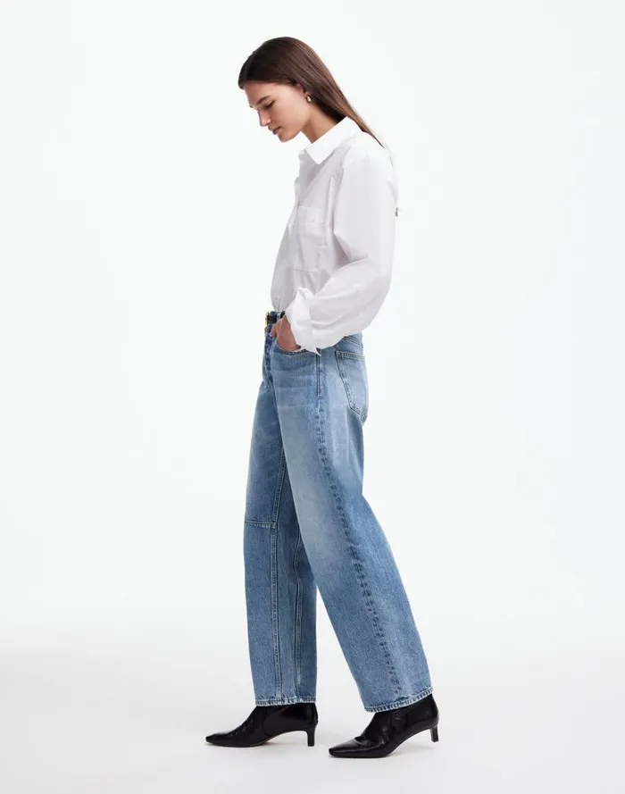 Women The Darted BarrelLeg Jean Dobbins Wash Madewell Jeans