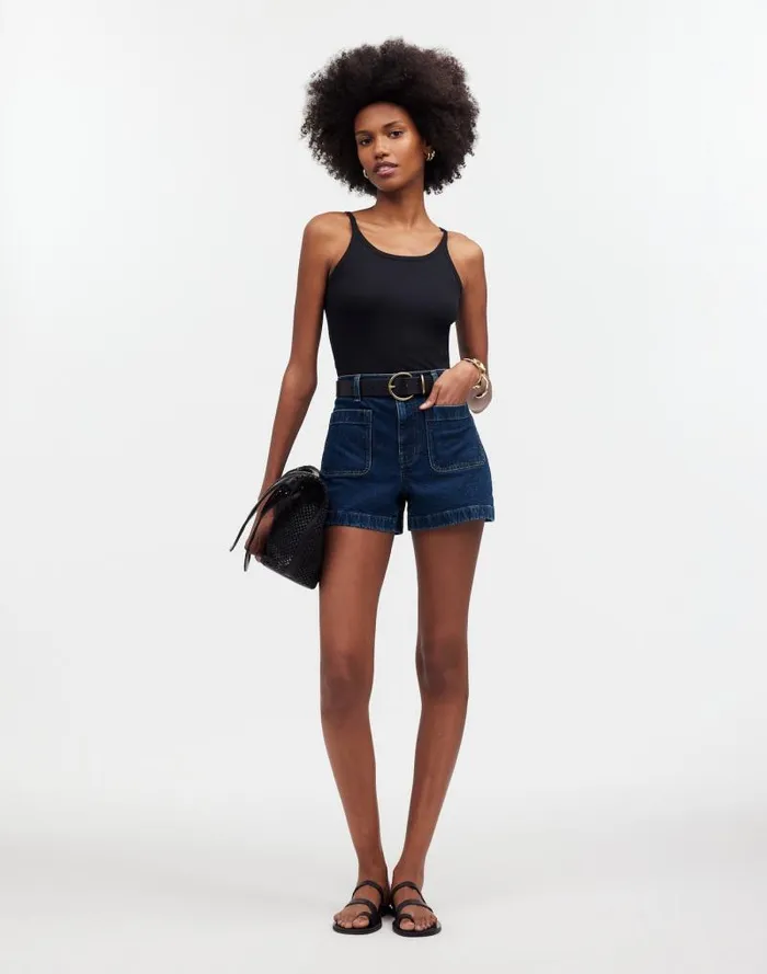 Women The Denim Emmett Short Patch Pocket Edition Stonegrove Wash Madewell Shorts