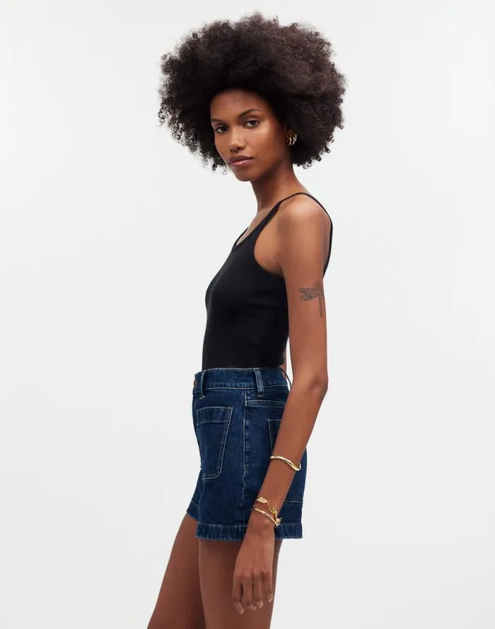 Women The Denim Emmett Short Patch Pocket Edition Stonegrove Wash Madewell Shorts