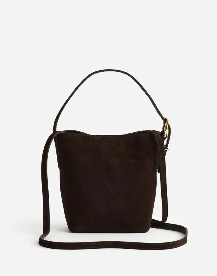 Women The Essential Micro Bucket Tote Dark Carob Madewell Bags