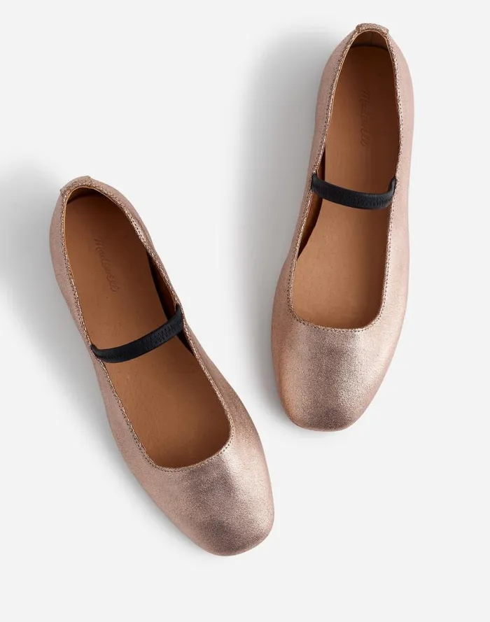 Women The Greta Ballet Flat Rose Gold Metallic Madewell Flats and Loafers