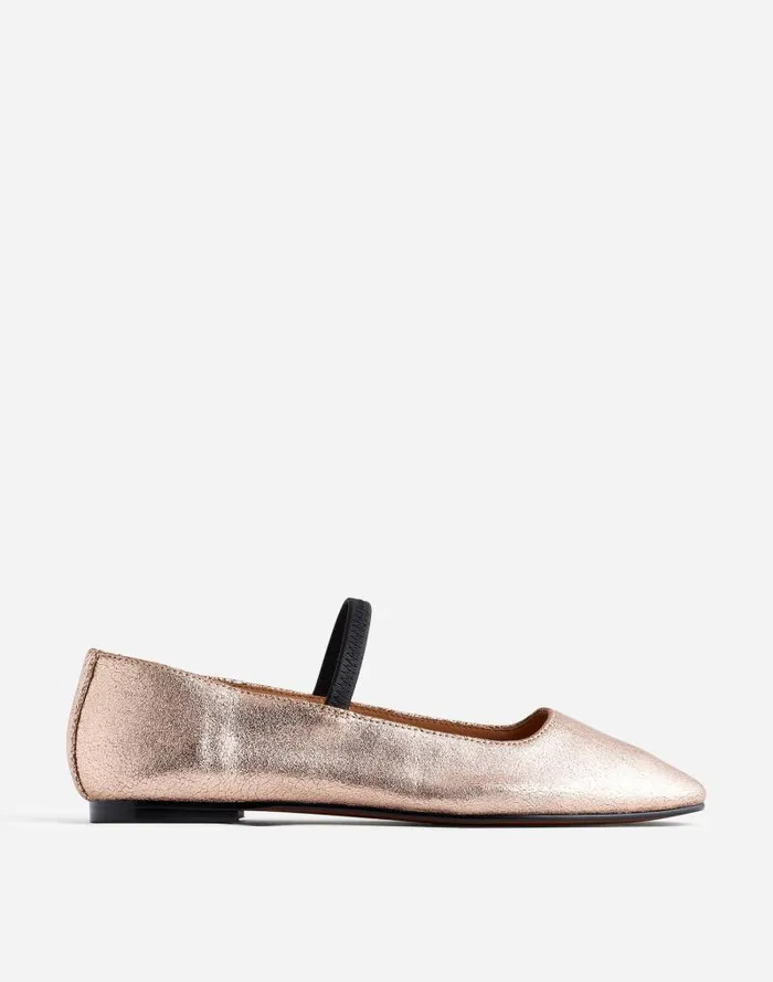 Women The Greta Ballet Flat Rose Gold Metallic Madewell Flats and Loafers